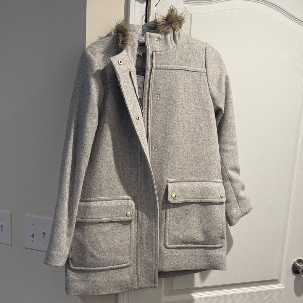 Stylish Gray Kids Coat With Faux Fur Trim - Jcrew